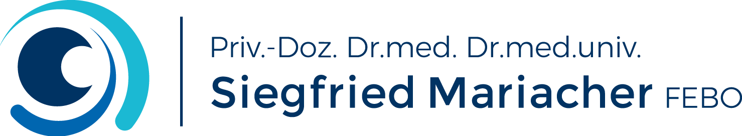 Logo Priv.-Doz. Dr.med. Dr.med.univ. Siegfried Mariacher, FEBO mit Logo links und Name rechts